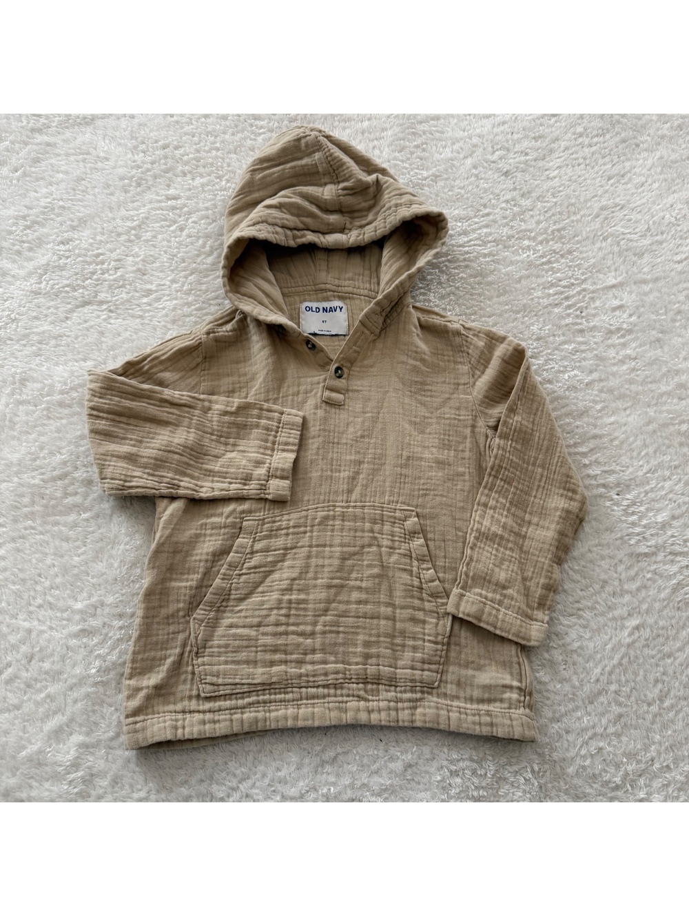 5t Neutral Muslin Hooded Top